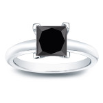 Custom Yaffie™ Ring: 2ct Black Diamond Solitaire with Princess Cut in Gold for Engagement