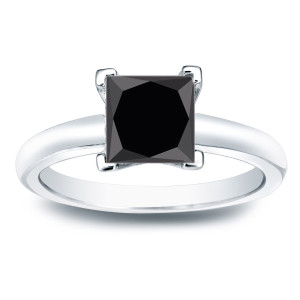 Custom Yaffie™ Ring: 2ct Black Diamond Solitaire with Princess Cut in Gold for Engagement