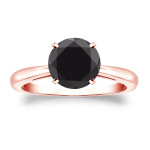 Yaffie ™ Custom-Made Black Diamond Solitaire Engagement Ring with 2ct of Elegant Gold