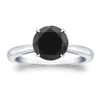 Yaffie ™ Bespoke Round Black Diamond Solitaire Engagement Ring in 2 Carats of Gold