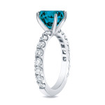 Blue Round Diamond Ring with Yaffie Gold and 2 Carat Total Diamond Weight