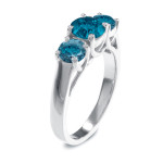 Gold Yaffie Ring featuring 2ct of Brilliant Blue Round Diamonds in a Three-stone setting