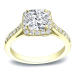 Certified Cushion Cut 2ct TDW Diamond Engagement Ring - Yaffie Gold