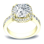 Certified 2ct TDW Cushion Cut Diamond Engagement Ring by Yaffie Gold