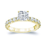 Yaffie Gold 2ct Certified Cushion-cut Diamond Engagement Ring