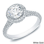 Certified 2ct Diamond Halo Engagement Ring in Yaffie Gold
