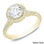 Certified 2ct Diamond Halo Engagement Ring in Yaffie Gold