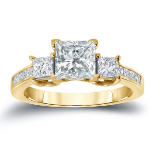 2ct Certified Princess-Cut Diamond Engagement Ring - Yaffie Gold