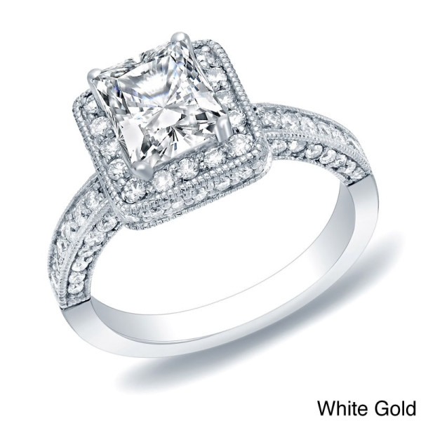 Vintage Princess Cut Diamond Engagement Ring - 2ct TDW, Cert. Yaffie Gold