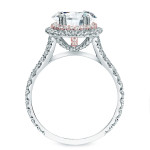 Certified White Diamond Halo Engagement Ring - Yaffie Gold 2ct TDW