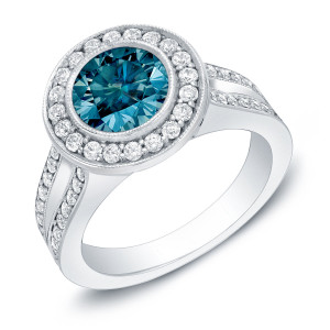 Contemporary Blue Diamond Ring with 2ct TDW, by Yaffie Gold