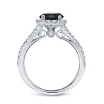 Customised Yaffie ™ Halo Engagement Ring with Black Diamond and 2ct Total Diamond Weight in Round Cut Gold