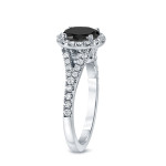 Customised Yaffie ™ Halo Engagement Ring with Black Diamond and 2ct Total Diamond Weight in Round Cut Gold