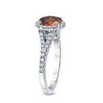 Engage in Radiant Romance with Yaffie 2ct TDW Brown Diamond Halo Ring