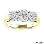 Shimmering Yaffie Gold 2ct TDW Round Diamond Trio Engagement Ring.
