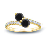 Black Diamond Engagement Ring: 2ct TDW Round-cut, 3-prong & 2-stone design from Yaffie ™