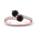 Black Diamond Engagement Ring: 2ct TDW Round-cut, 3-prong & 2-stone design from Yaffie ™