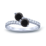 Black Diamond Engagement Ring: 2ct TDW Round-cut, 3-prong & 2-stone design from Yaffie ™