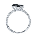 Yaffie™ Custom Black Diamond Engagement Ring: 2-Stone, 2ct TDW, Rounded & 4-Pronged in Gold