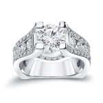 Certified Round Cut Diamond Engagement Ring - Yaffie Gold