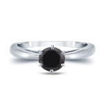 Handcrafted Yaffie™ Black Diamond Engagement Ring - 3/4ct Round Cut Gold 6-Prong Solitaire