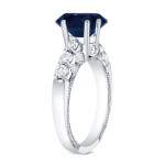 Sparkling Blue Sapphire and Diamond Engagement Ring with 1.5ct Total Weight