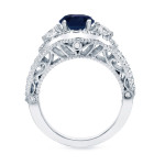 Golden Yaffie Sapphire and Diamond Engagement Ring - 3/4ct Blue, 1 1/4ct TDW Round