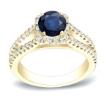 Engage in Radiance with Yaffie Gold Blue Sapphire & Diamond Ring.