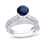 Sparkling Love: Blue Sapphire and Diamond Engagement Ring