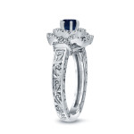 Engagement Ring with Blue Sapphire and Round Diamond Sparkle - Yaffie Gold