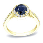 Gold Sapphire and Diamond Engagement Ring with Stunning Sparkle