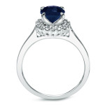 Blue Sapphire and Diamond Bridal Ring Set with Yaffie Gold