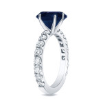 Blue Sapphire and Round Diamond Engagement Ring with Yaffie Gold, 1.75ct Total Weight