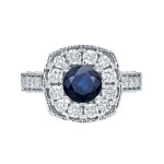 Dazzling Blue Sapphire and Diamond Halo Engagement Ring, Yaffie Gold