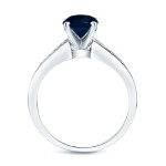 Engagement Ring with Blue Sapphire and Round Diamonds, Yaffie Gold