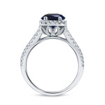 Halo Diamond Engagement Ring with Blue Sapphire Accent (3/4ct) and Total Diamond Weight (3/5ct) from Yaffie Gold
