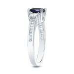 Sparkling Blue Sapphire and Diamond Trio Engagement Ring by Yaffie Gold