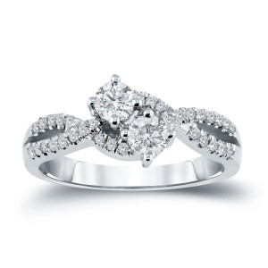 Gold 3/4ct TDW 2-Stone Diamond Engagement Ring - Custom Made By Yaffie™