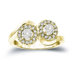 Yaffie Gold 0.75ct TDW Double Round Diamond Proposal Ring