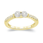 Sparkling Yaffie Gold Double Diamond Engagement Ring - 3/4ct total diamond weight