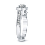 2-Stone Round Cut Diamond Halo Engagement Ring with Yaffie Gold and 3/4ct TDW