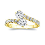 Gold Diamond Duo Ring with 2 Round Cut 3/4ct Diamonds by Yaffie