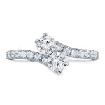 Gold Diamond Duo Ring with 2 Round Cut 3/4ct Diamonds by Yaffie