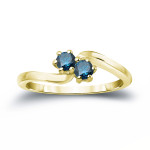 Blue Diamond 2-Stone Engagement Ring with 3/4ct TDW in Yaffie Gold