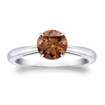 Meet Yaffie Gold Stunning Round Cut Brown Diamond Solitaire Ring
