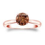 Meet Yaffie Gold Stunning Round Cut Brown Diamond Solitaire Ring