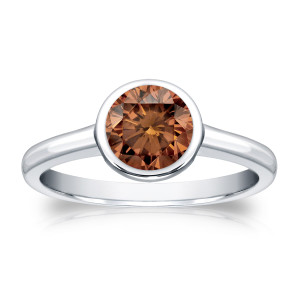 Brown Diamond Beauty: Yaffie Gold Bezel Engagement Ring