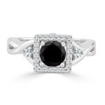 Yaffie ™ Custom-Made Black Round Diamond Halo Engagement Ring with 3/4ct TDW in Gold