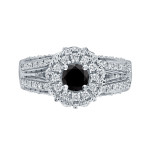 Custom Yaffie ™ Halo Diamond Engagement Ring with Black Round 3/4ct TDW Gold