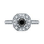 Yaffie™ Custom Black and White Diamond Cluster Engagement Ring - 3/4ct TDW in Gold